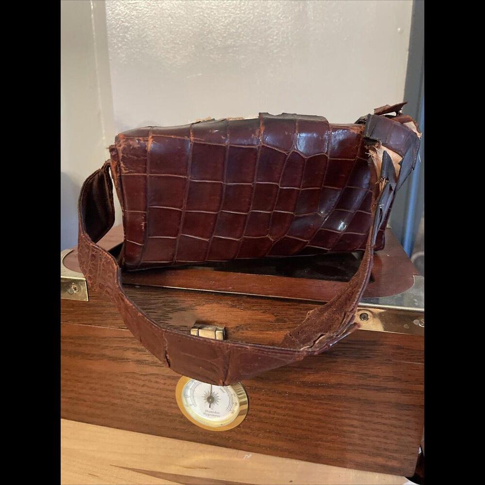 Vintage  crocodile Alligator bag Purse Tote SCRAP damaged